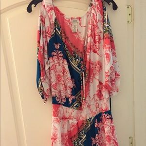 Cache Floral Print Boho Drop Waist Dress